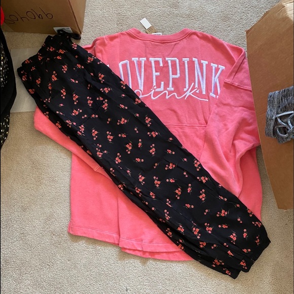 Vs pink varsity crew woven lightweight jogger lg - Picture 2 of 14